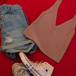 H&M Nude Crop Tank Size 2